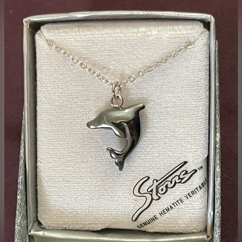Hematite Dolphin Pendant Necklace